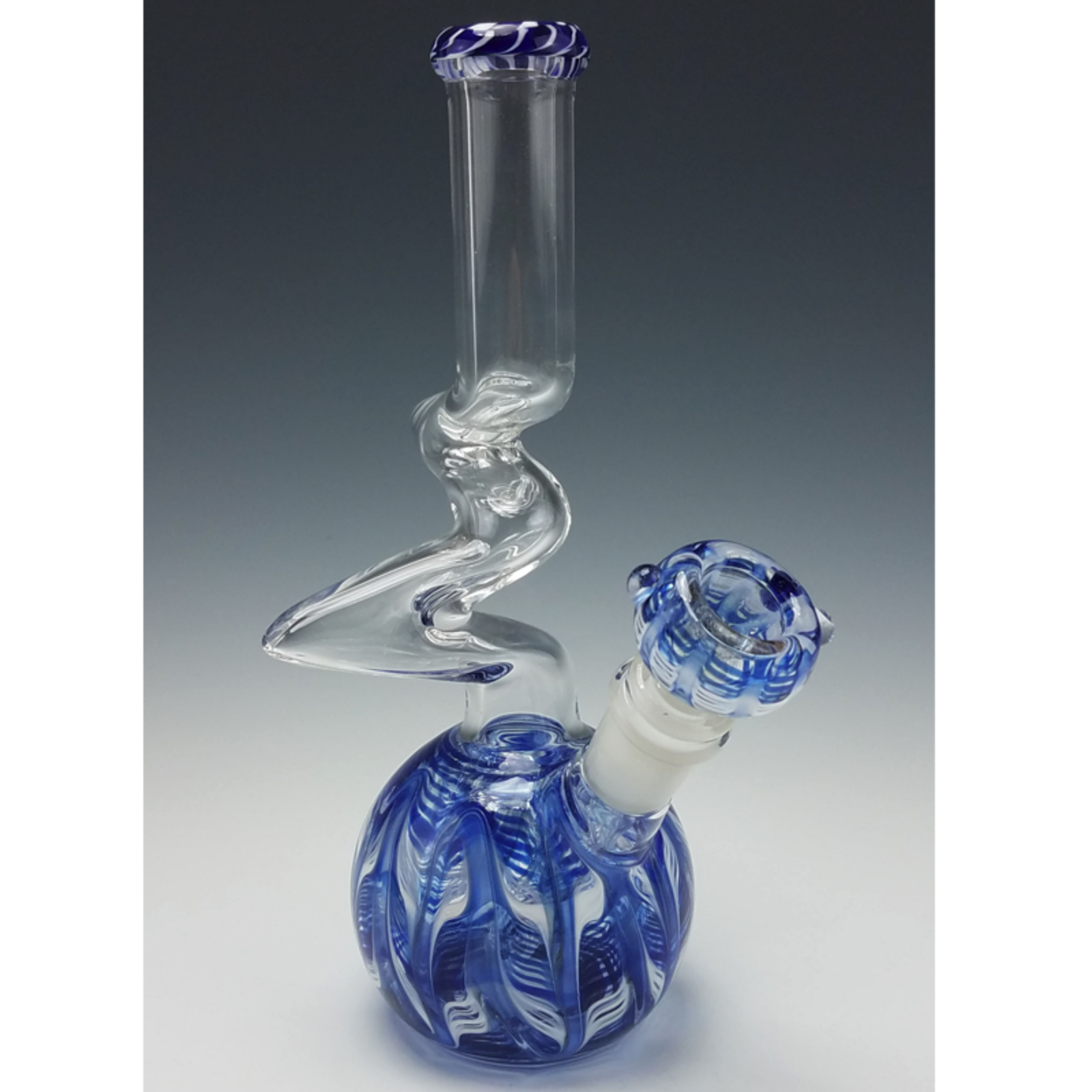 Mile High Glass Pipes 8" Blue Zong Zig Zag Water Pipe Leafly